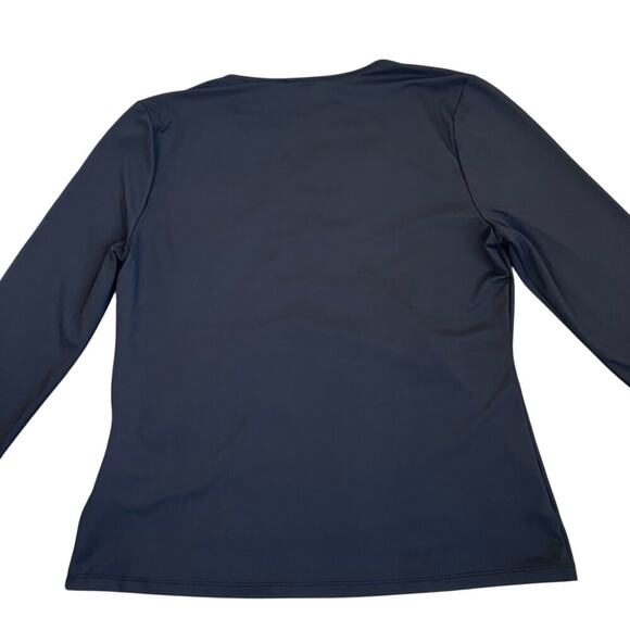 Ann Taylor Sz L Black Refined Stretch Wrap Top 3/4 Sleeve Fitted Feminine Office - Picture 12 of 16